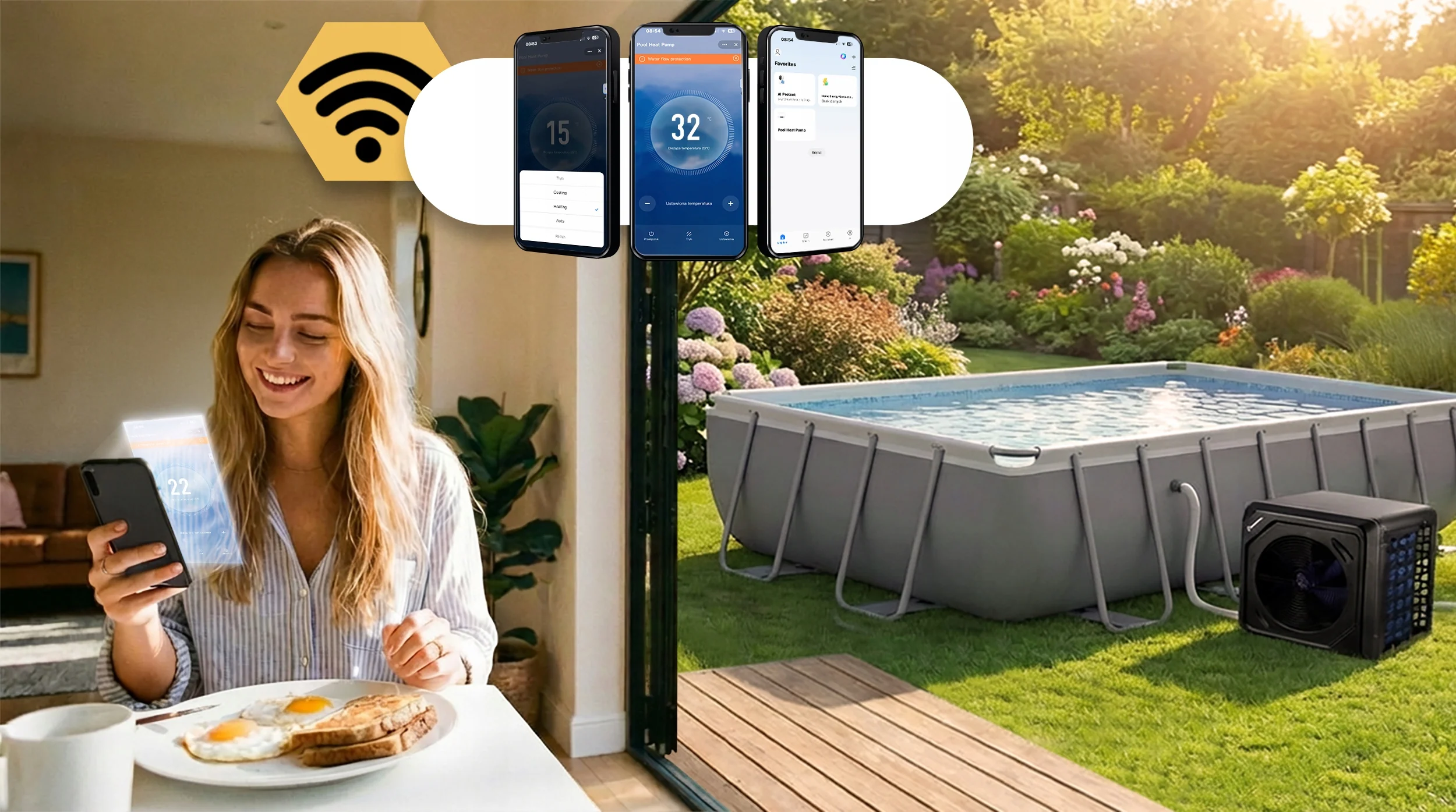 POMPA CIEPŁA do basenu podgrzewacz wody 5 kW HUMBERG OSZCZĘDNY EKO Wi-Fi