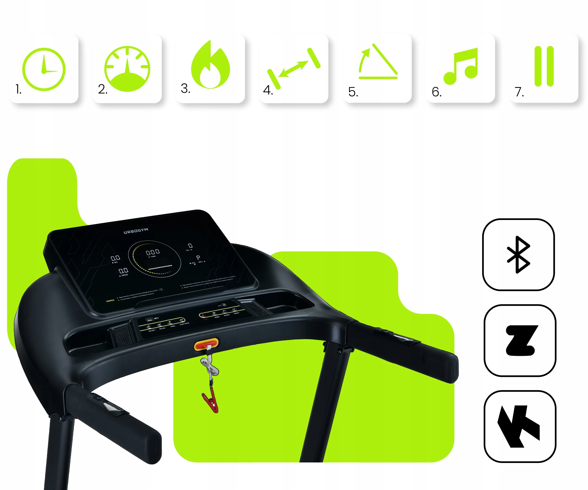 Bieżnia Domowa Elektryczna Składana Kąt Nachylenia Aplikacje URBOGYM V700S — widok produktu