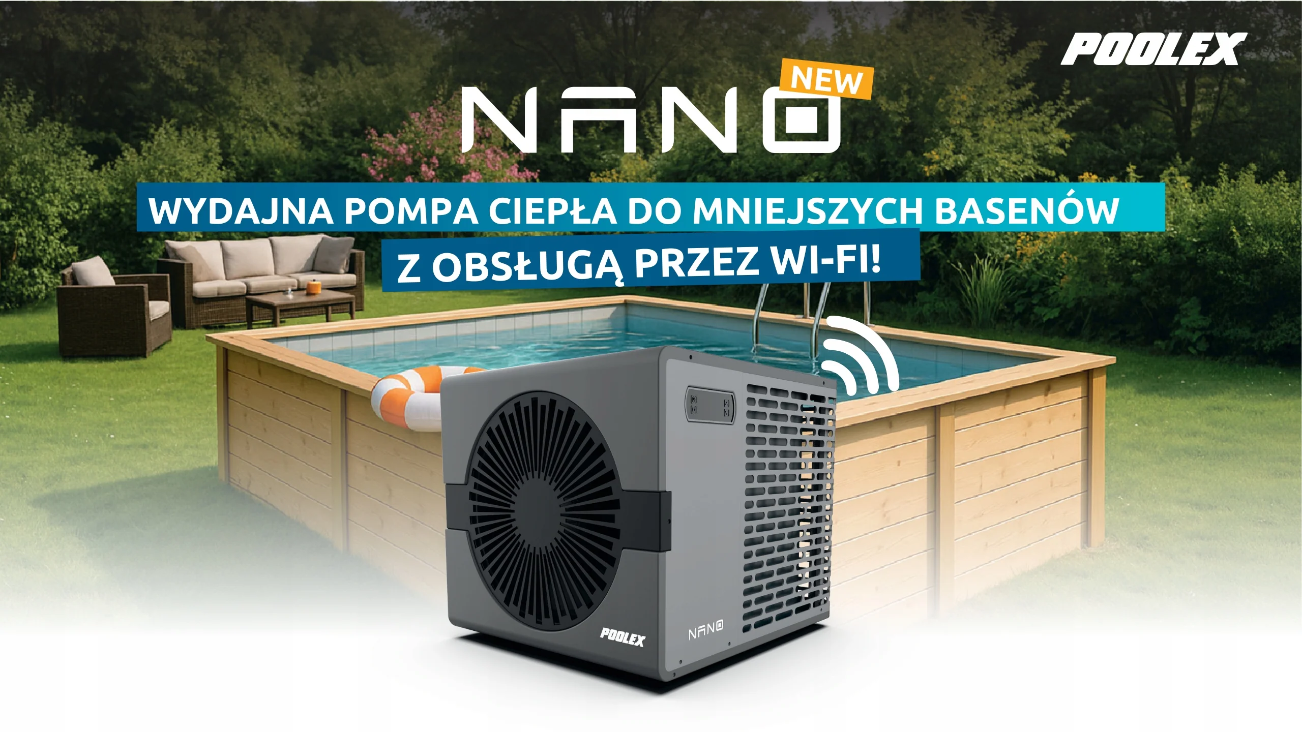 Pompa ciepła do basenu 5,0kW Podgrzewacz wody Poolex PC-NANO-B5 Wi-Fi