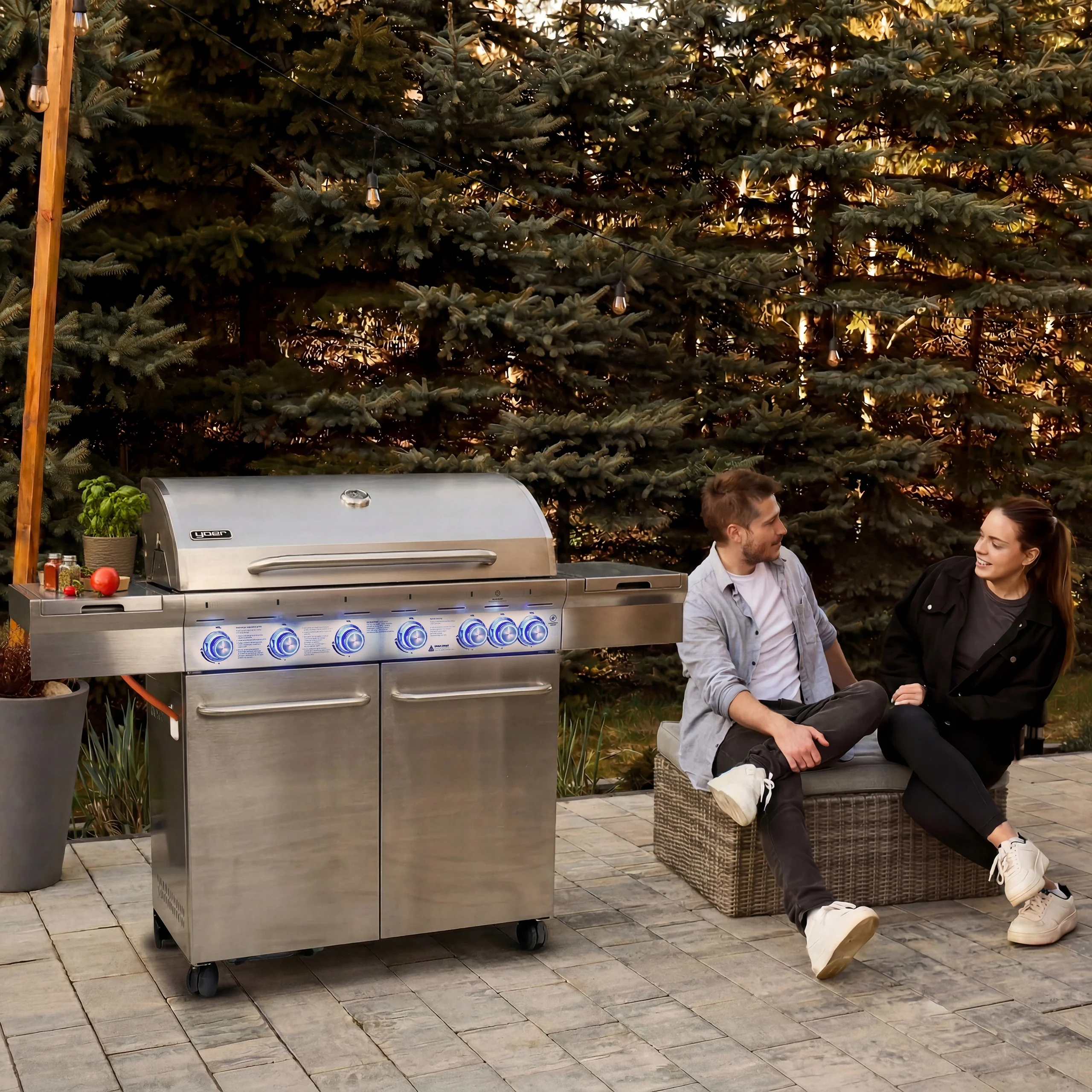 Grill gazowy Yoer 22,05 kW Ogrodowy ŻELIWNY nierdzewny 6+1 +szafka na butlę — widok produktu