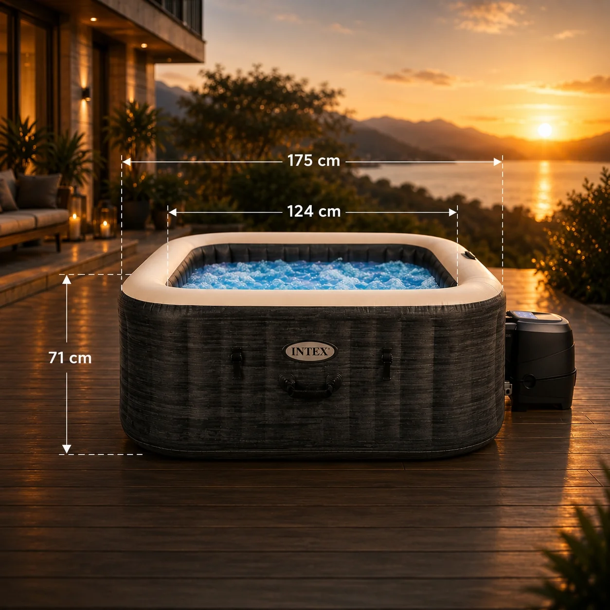 Dmuchane SPA ogrodowe Intex PureSpa Greystone Deluxe dla 4 osób LED Wi-Fi