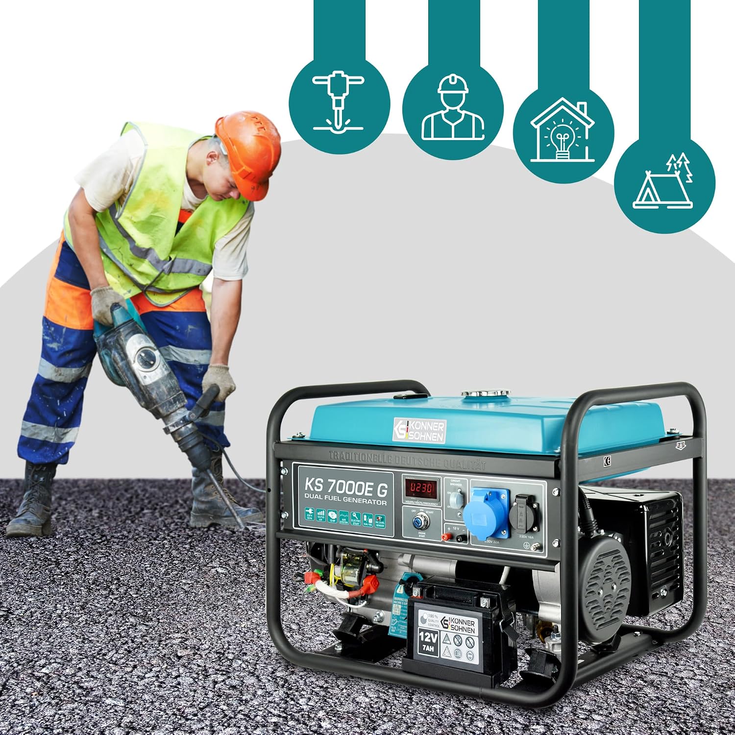 Agregat prądotwórczy Könner & Söhnen KS 7000E G hybrydowe serii DUAL FUEL LPG/benzyna