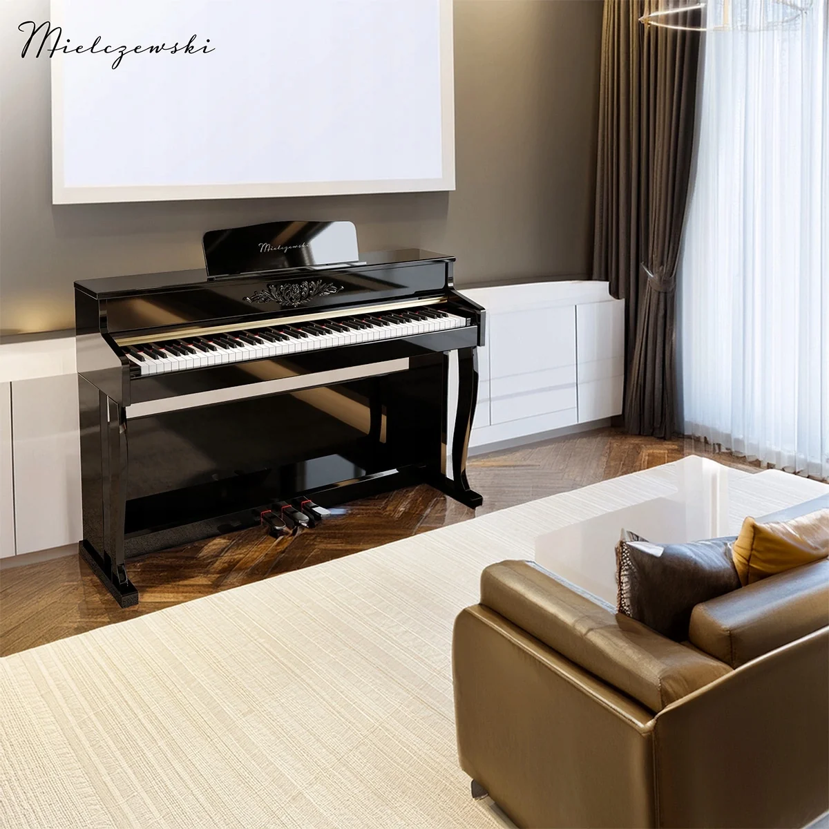 Pianino cyfrowe ważone mechanizm młoteczkowy RHAPSODY czarne Mielczewski