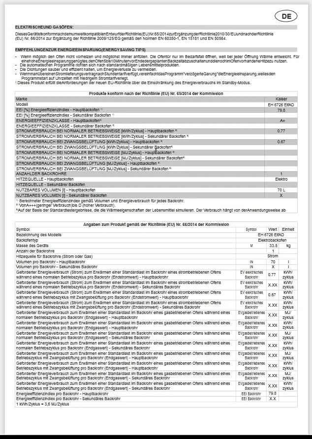 Kaiser EH 6726 ElfAD 70 l + KCT 6385 Em — zestaw piekarnika i płyty ceramicznej