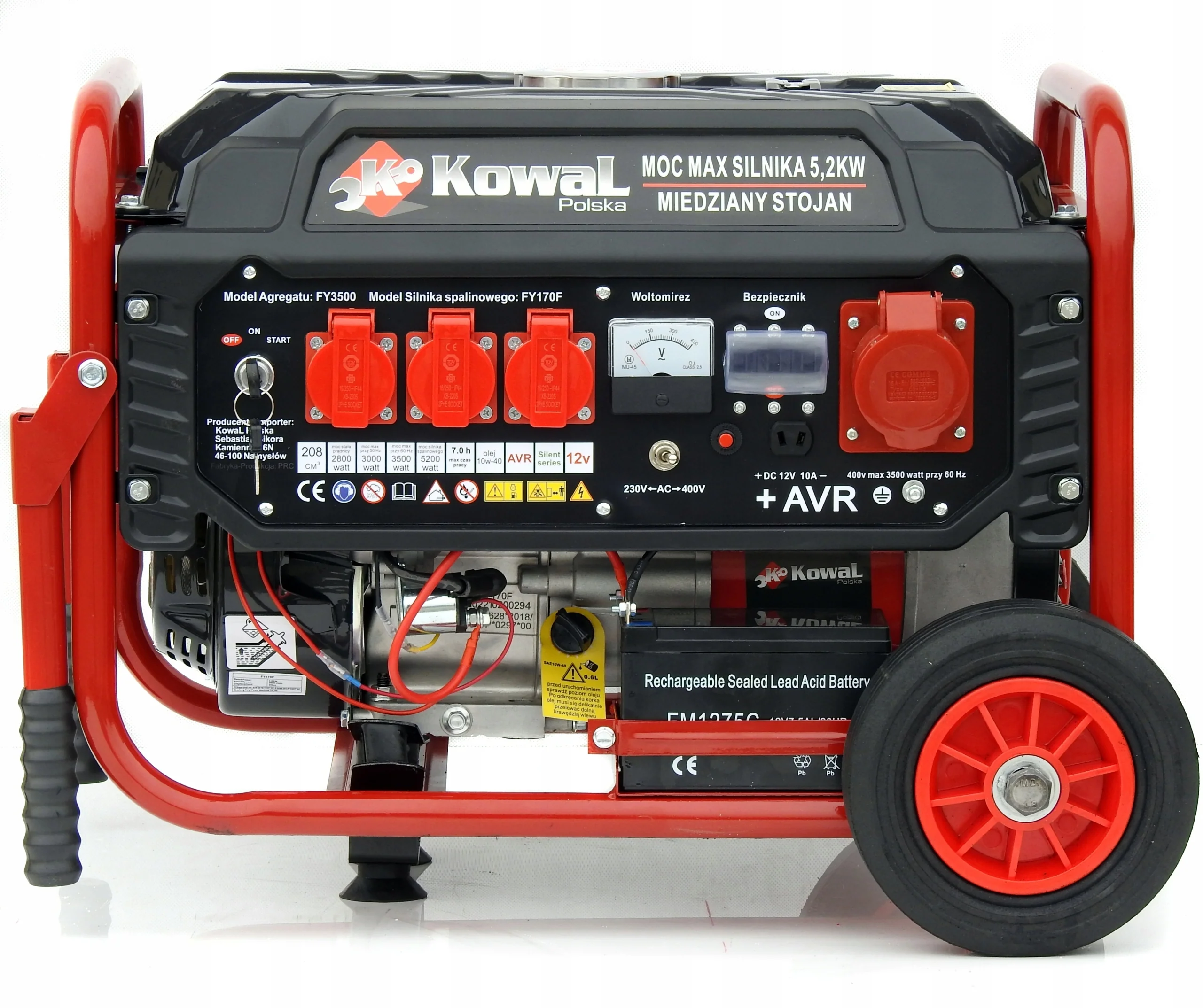 PROFESJONALNY AGREGAT PRĄDOTWÓRCZY 5,2kW EL-START AVR+ MIEDŹ STOJAN KowaL