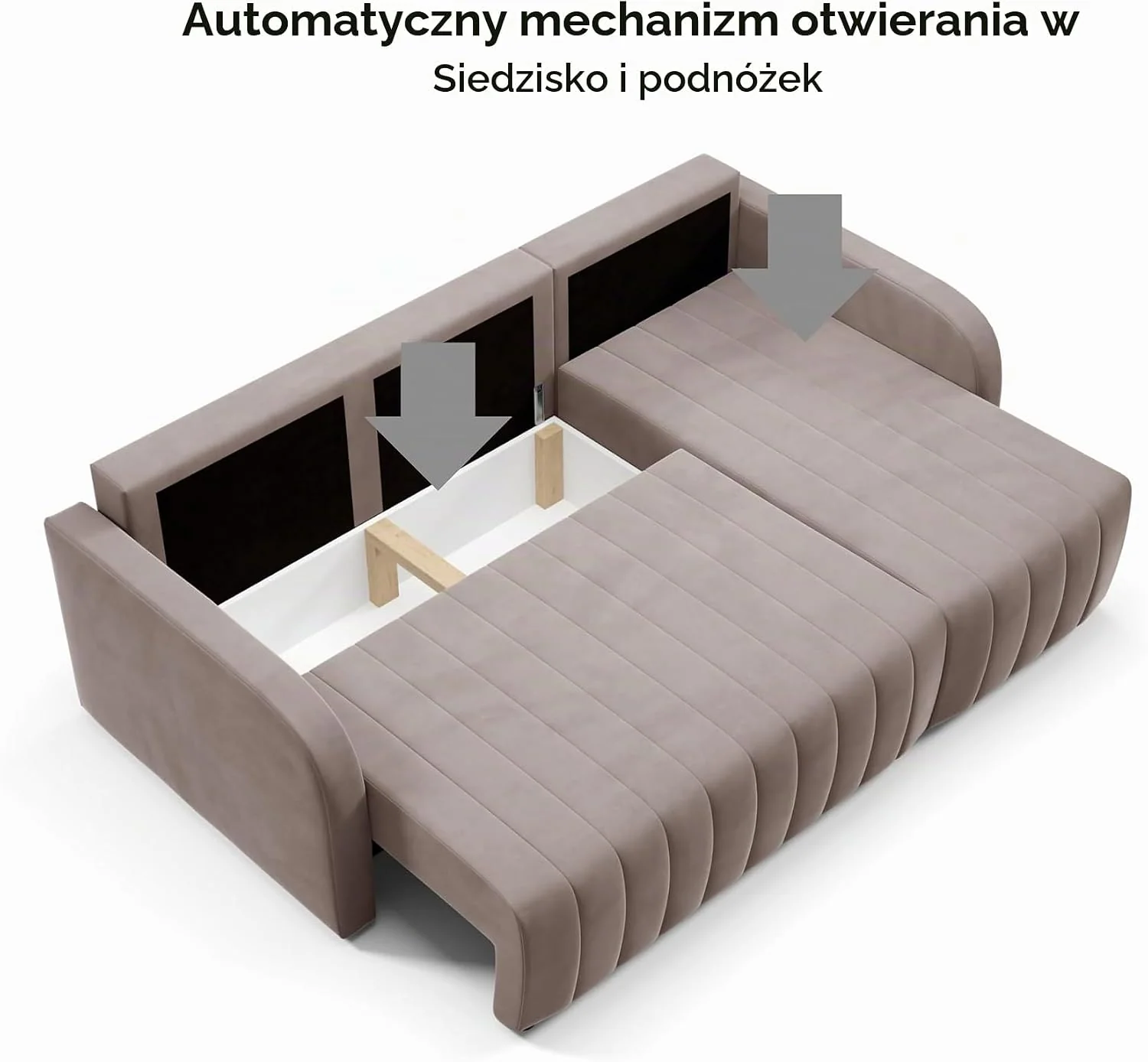 LIKMA Otto — zielony narożnik 224 cm z funkcją spania i pojemnikiem