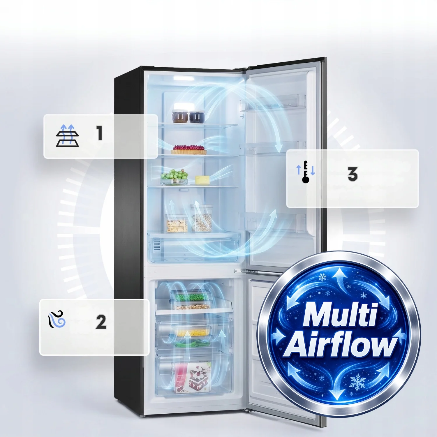 Lodówko-zamrażarka Bomann KG 7370 No Frost 253 l ciemny inox klasa C