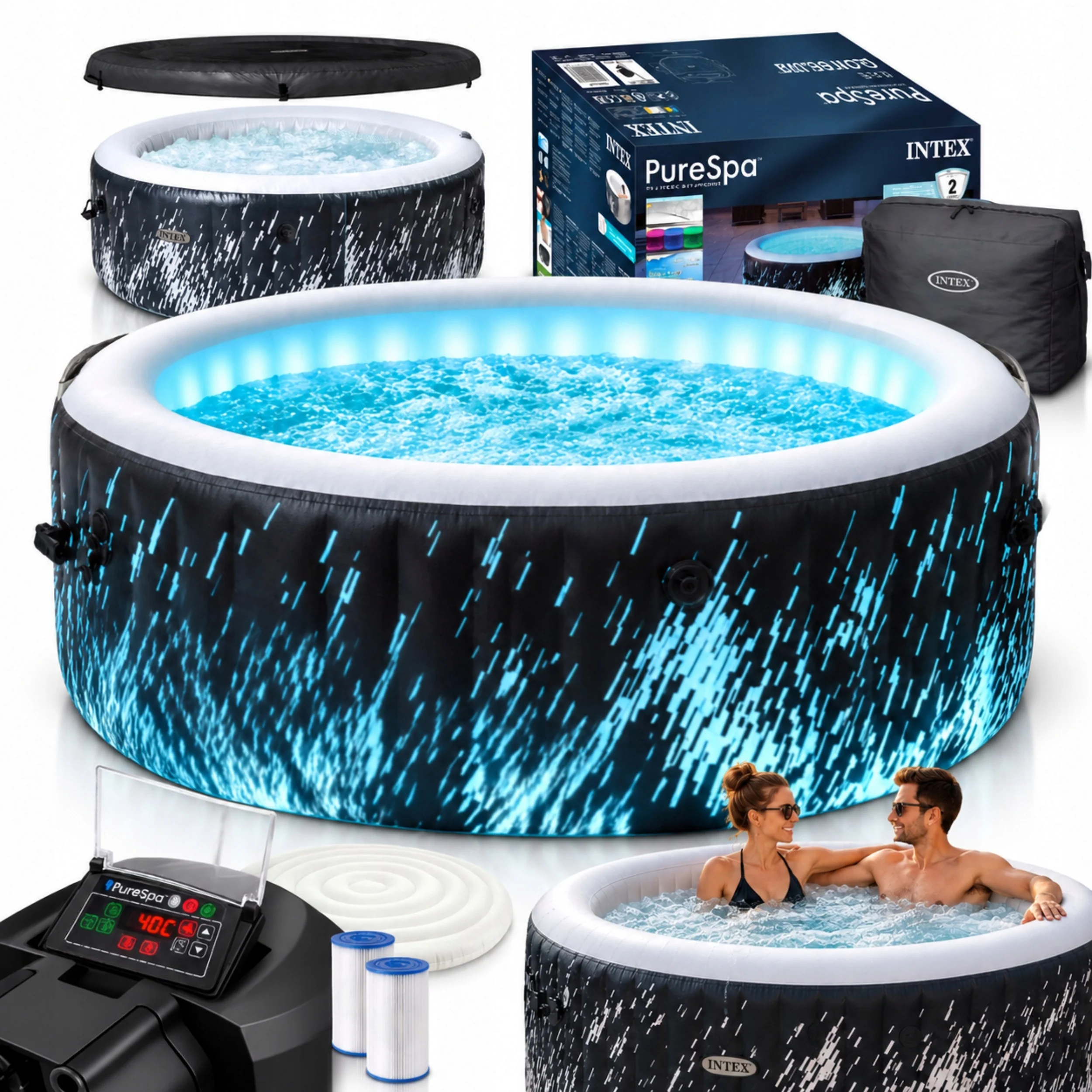 Dmuchane SPA ogrodowe Intex 28494NP Glow Deluxe 4 os. Wi-Fi LED 140 dysz