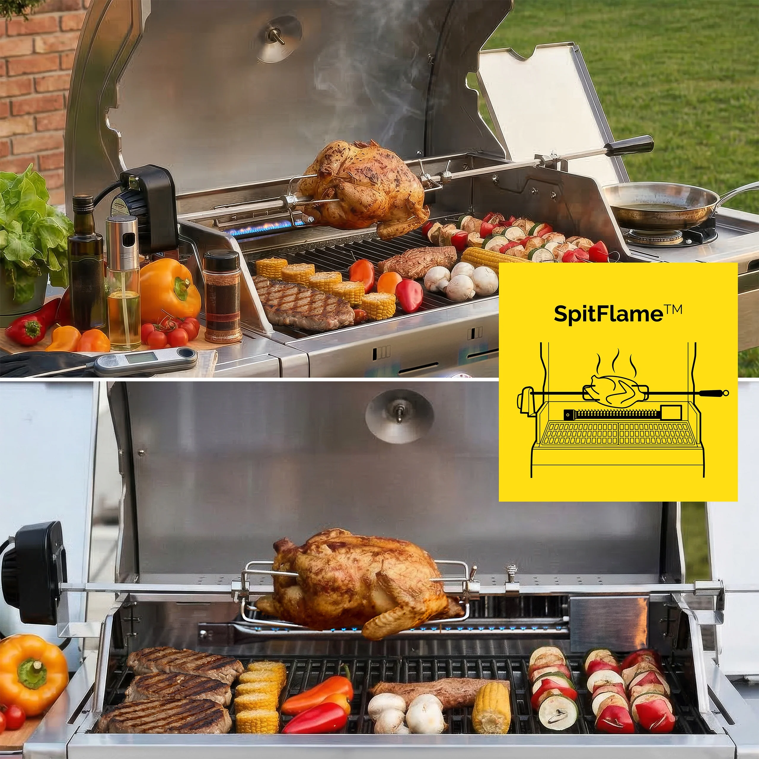 Grill gazowy Yoer 21,15 kW Ogrodowy ŻELIWNY nierdzewny 4+2 +szafka na butlę