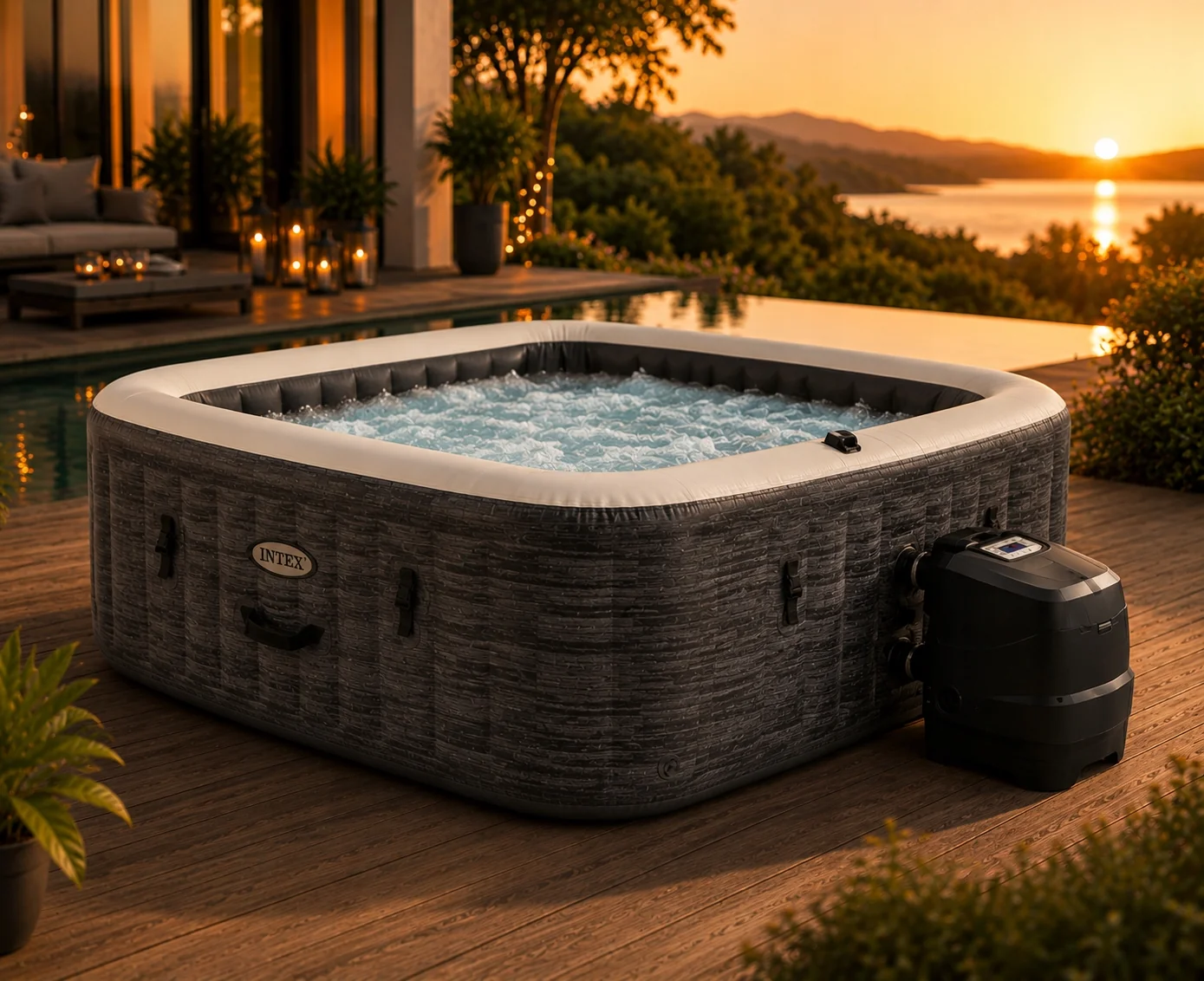Dmuchane SPA ogrodowe Intex PureSpa Greystone Deluxe dla 4 osób LED Wi-Fi