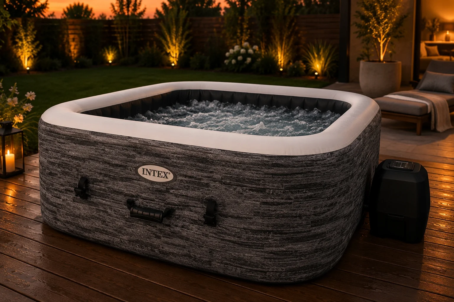 Dmuchane SPA ogrodowe Intex PureSpa Greystone Deluxe dla 4 osób LED Wi-Fi