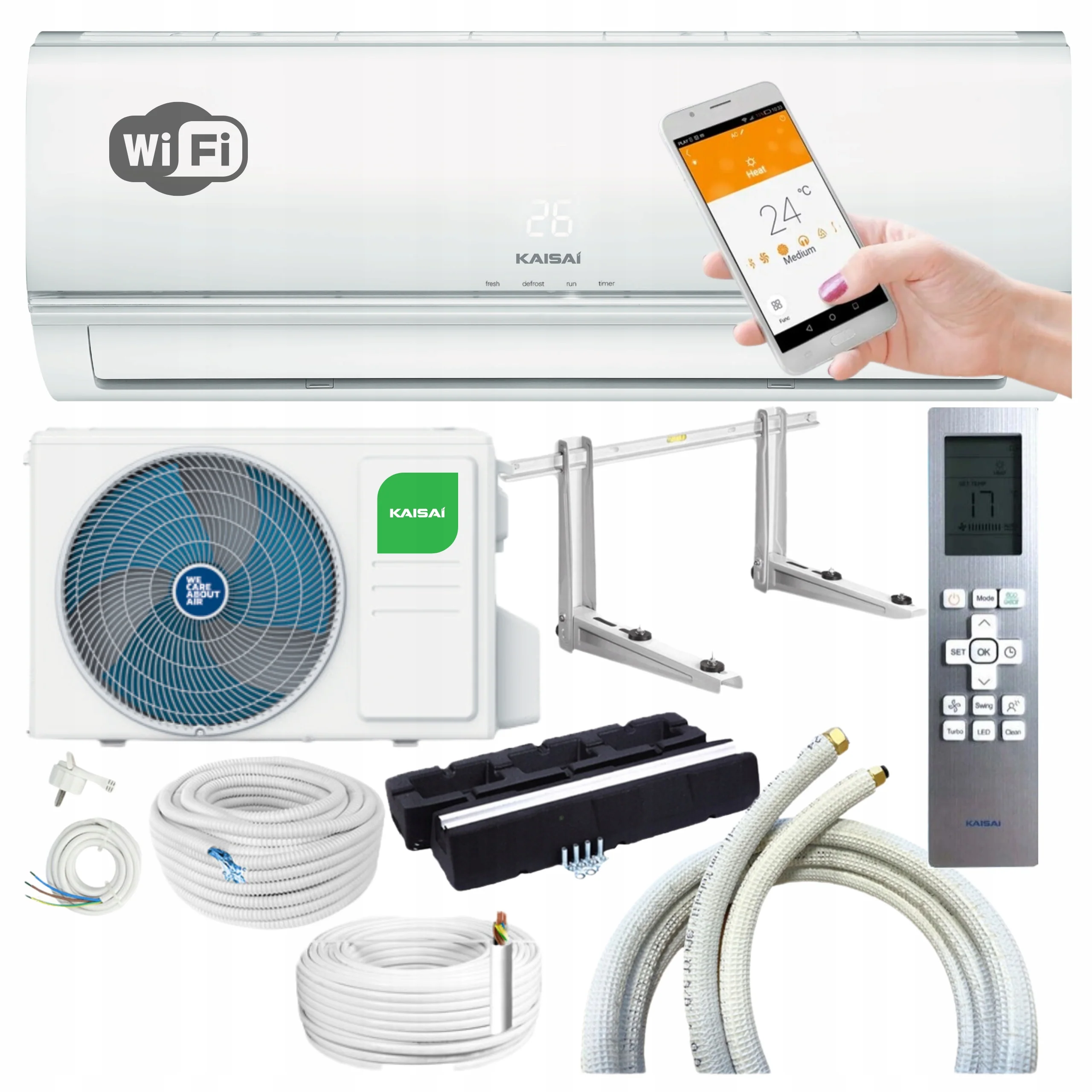 KAISAI ECO 3,5 kW — klimatyzator split Wi-Fi z zestawem montażowym