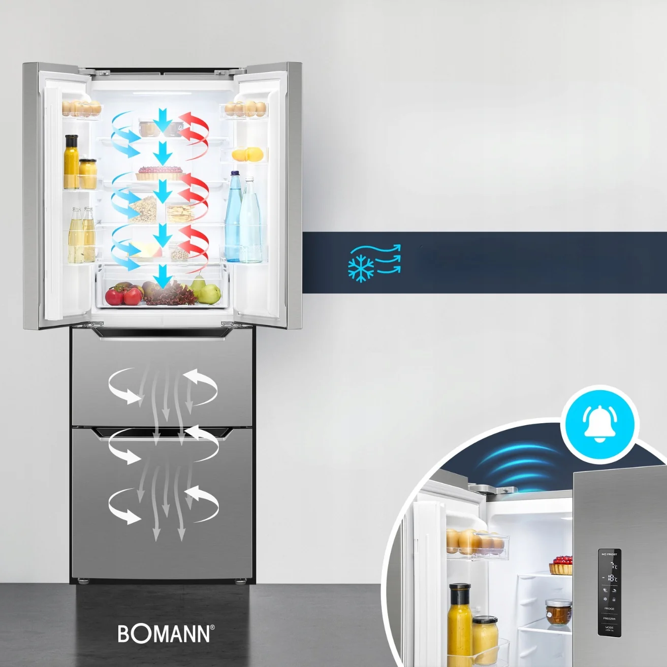 Lodówko-zamrażarka French Door Bomann KG 7361 IX (inox)