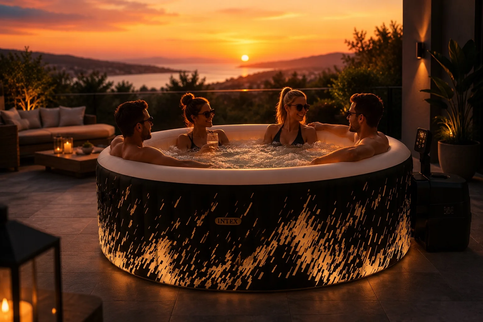 Dmuchane SPA ogrodowe Intex 28494NP Glow Deluxe 4 os. Wi-Fi LED 140 dysz — widok produktu