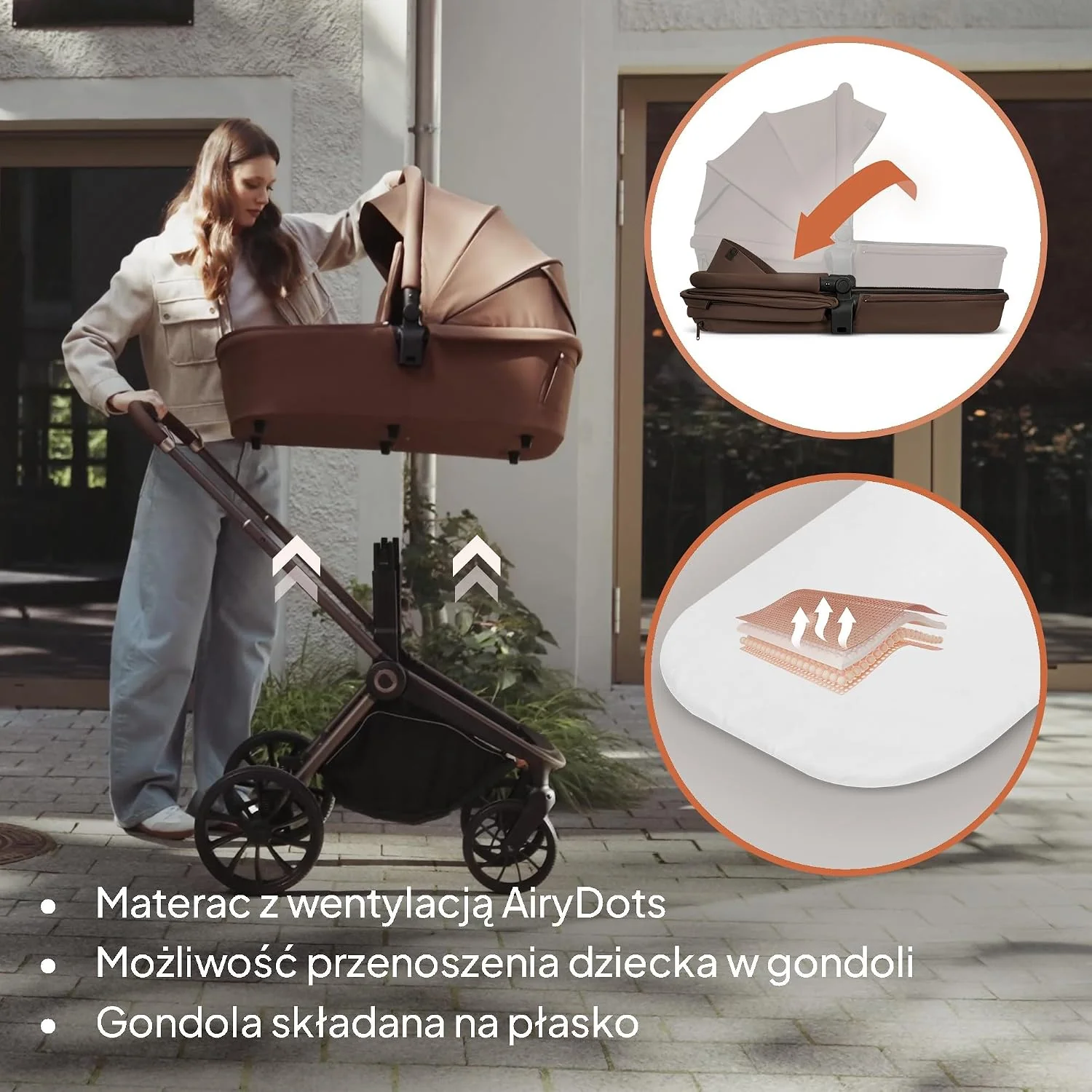 LIONELO Mika wózek 3w1 zestaw spacerówka, gondola i fotelik samochodowy, funkcja nosidełka, w zestawie moskitiera, pokrowiec na nóżki, folia przeciwdeszczowa, gumowe koła, lekka konstrukcja