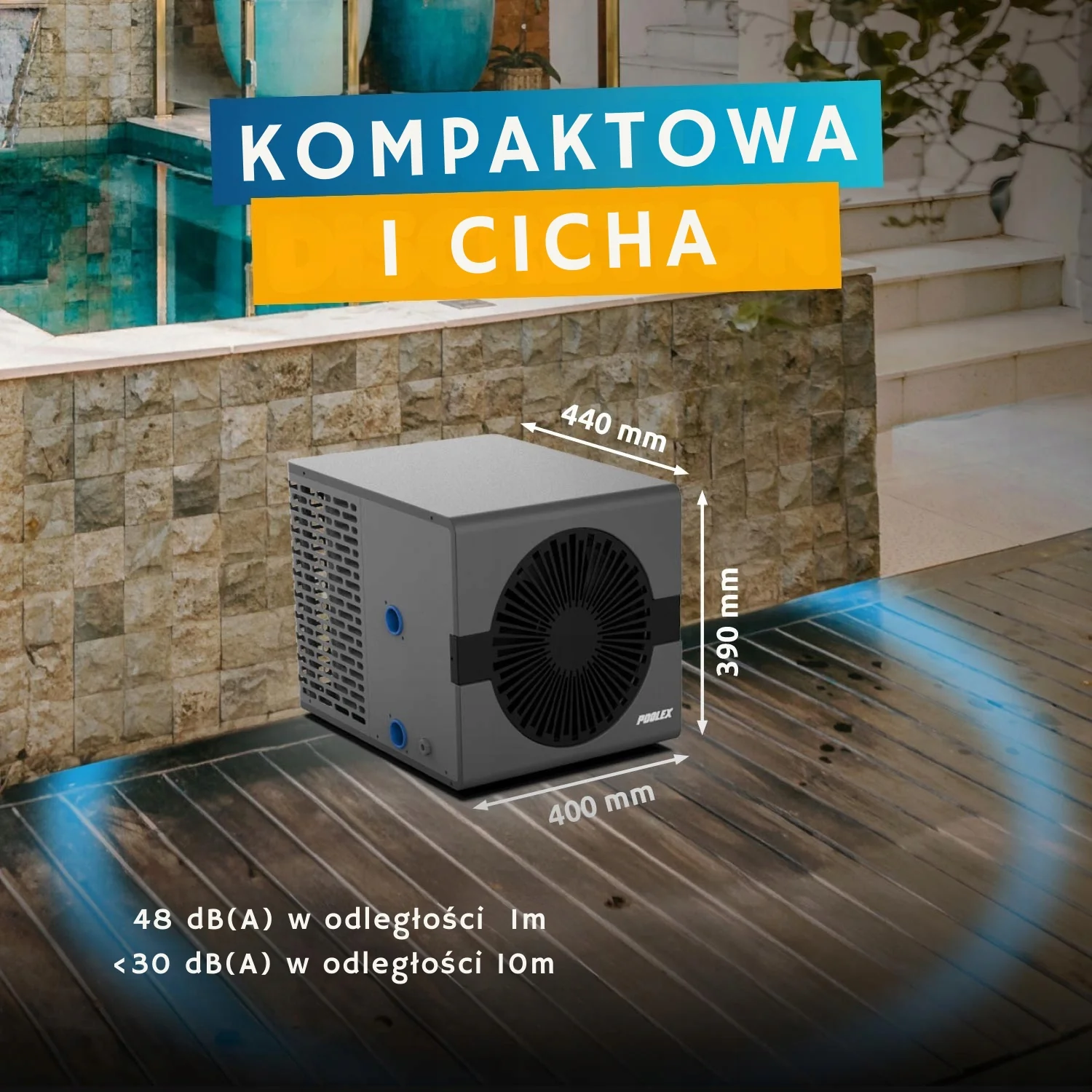 Pompa ciepła do basenu 5,0kW Podgrzewacz wody Poolex PC-NANO-B5 Wi-Fi