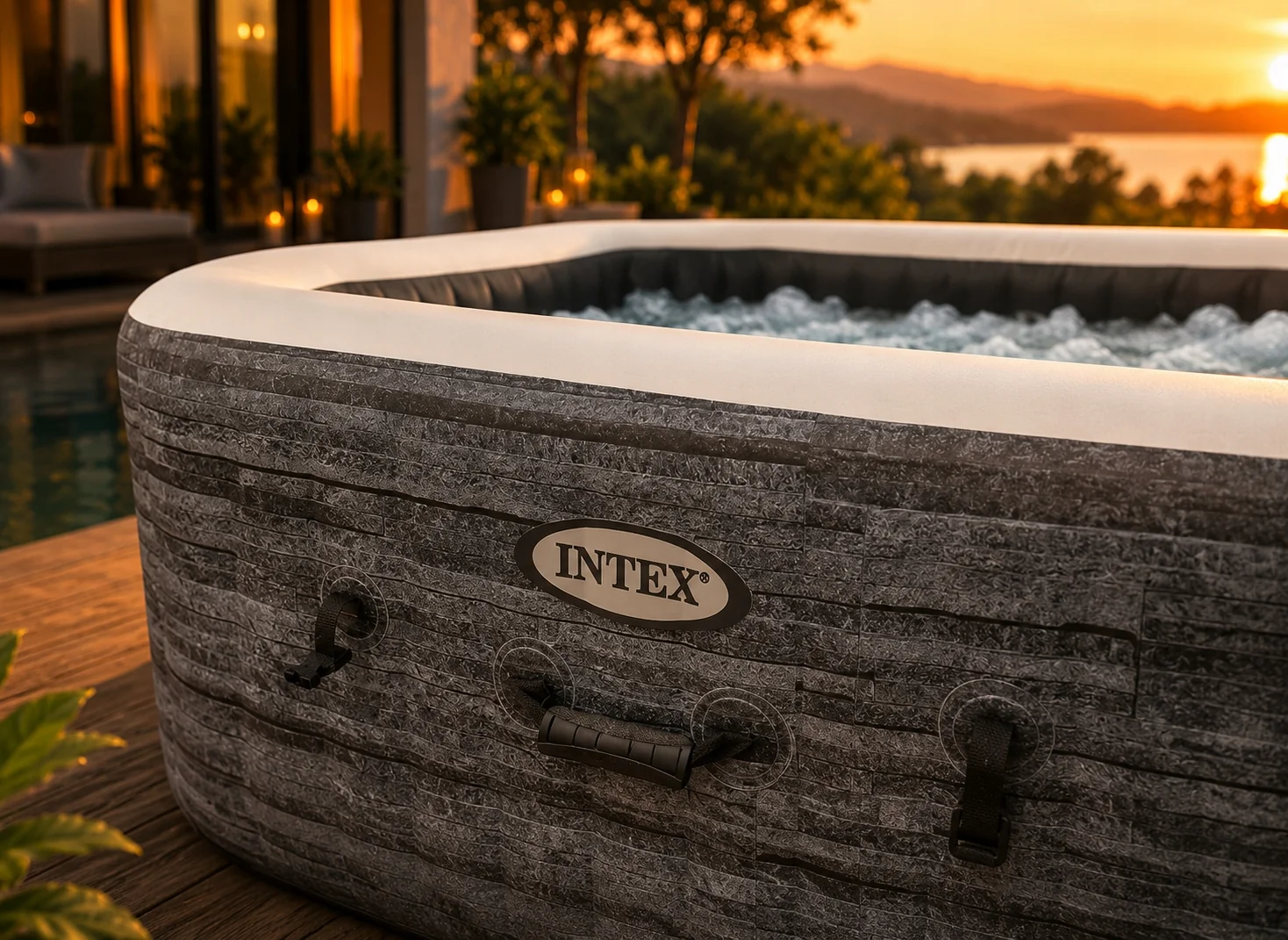 Dmuchane SPA ogrodowe Intex PureSpa Greystone Deluxe dla 4 osób LED Wi-Fi