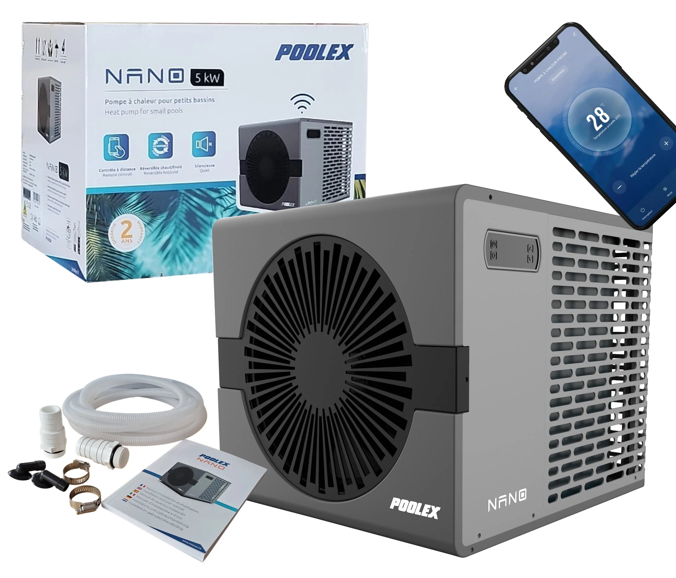 Pompa ciepła do basenu 5,0kW Podgrzewacz wody Poolex PC-NANO-B5 Wi-Fi