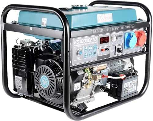 Agregat Prądotwórczy Könner & Söhnen KS 10000E-1/3 Generator Prądu Benzynowy z Układem Przełączania faz VTS o Mocy Maksymalnej 8000 W, Rozrusznik Ręczny / Elektryczny, 1x16A (400V), 1x32A (230V), 12V, Automatyczny Regulator Napięcia (AVR)
