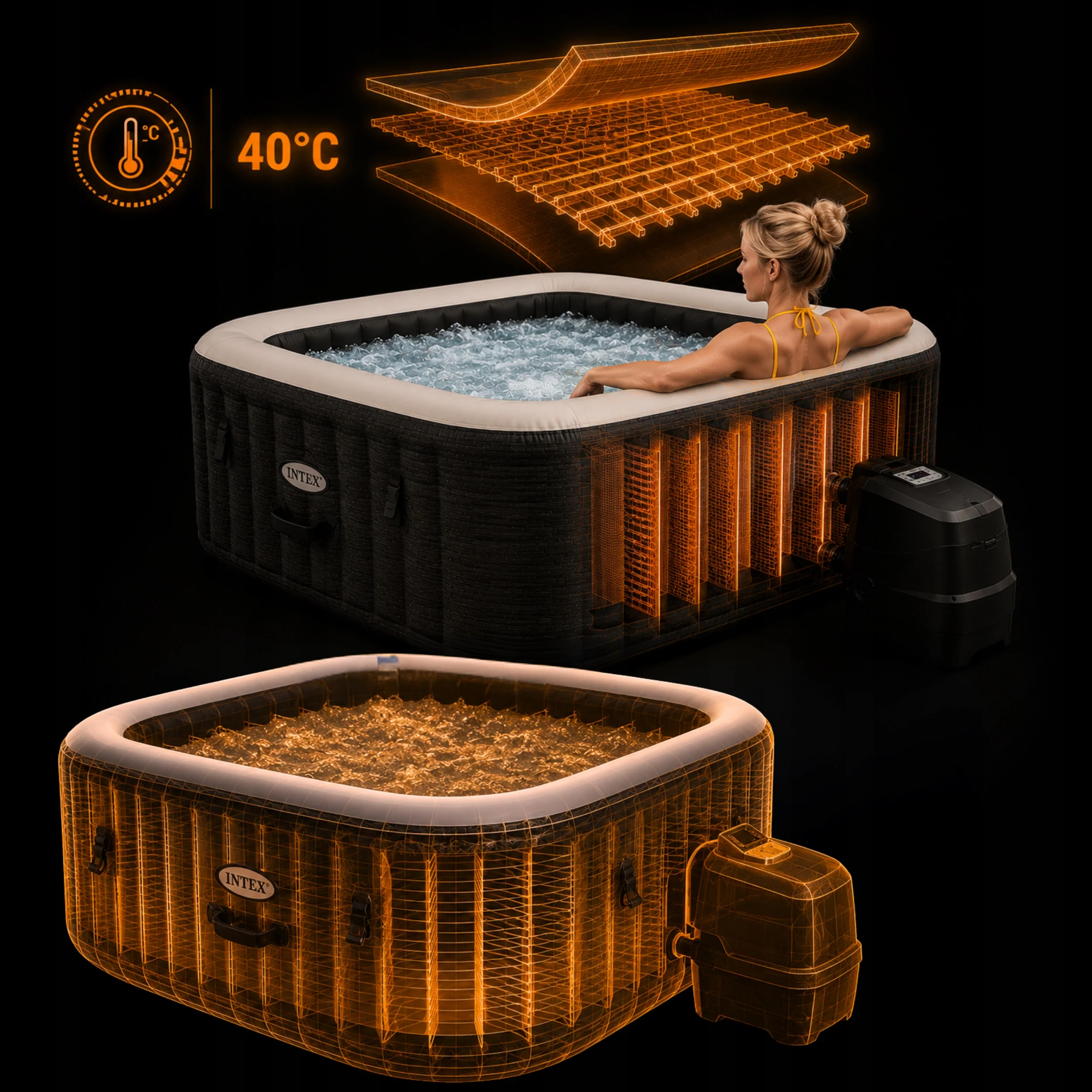 Dmuchane SPA ogrodowe Intex PureSpa Greystone Deluxe dla 4 osób LED Wi-Fi