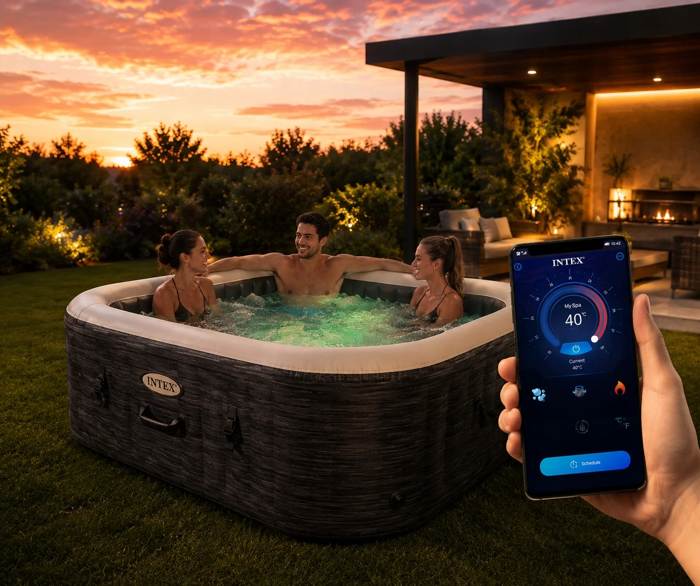 Dmuchane SPA ogrodowe Intex PureSpa Greystone Deluxe dla 4 osób LED Wi-Fi