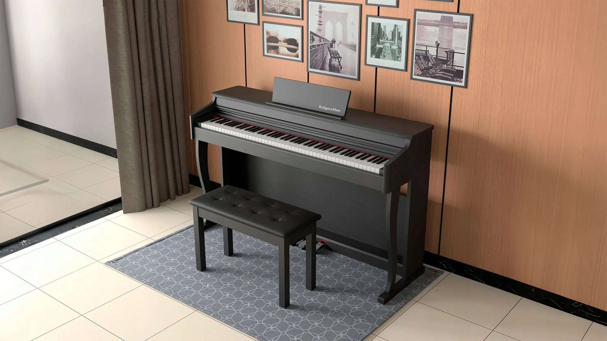 Pianino cyfrowe 88 klawiszy klawiatura ważona poli 256 Kruger&Matz KMDP-155