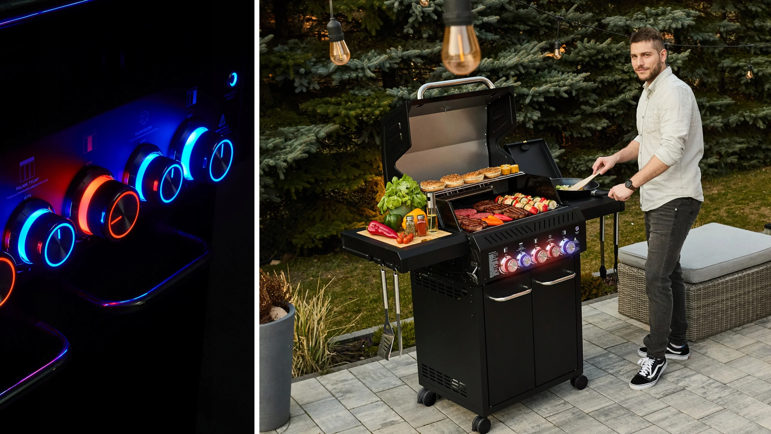 Grill gazowy Yoer 17,65 kW Ogrodowy ŻELIWNY nierdzewny 3+2 +szafka na butlę
