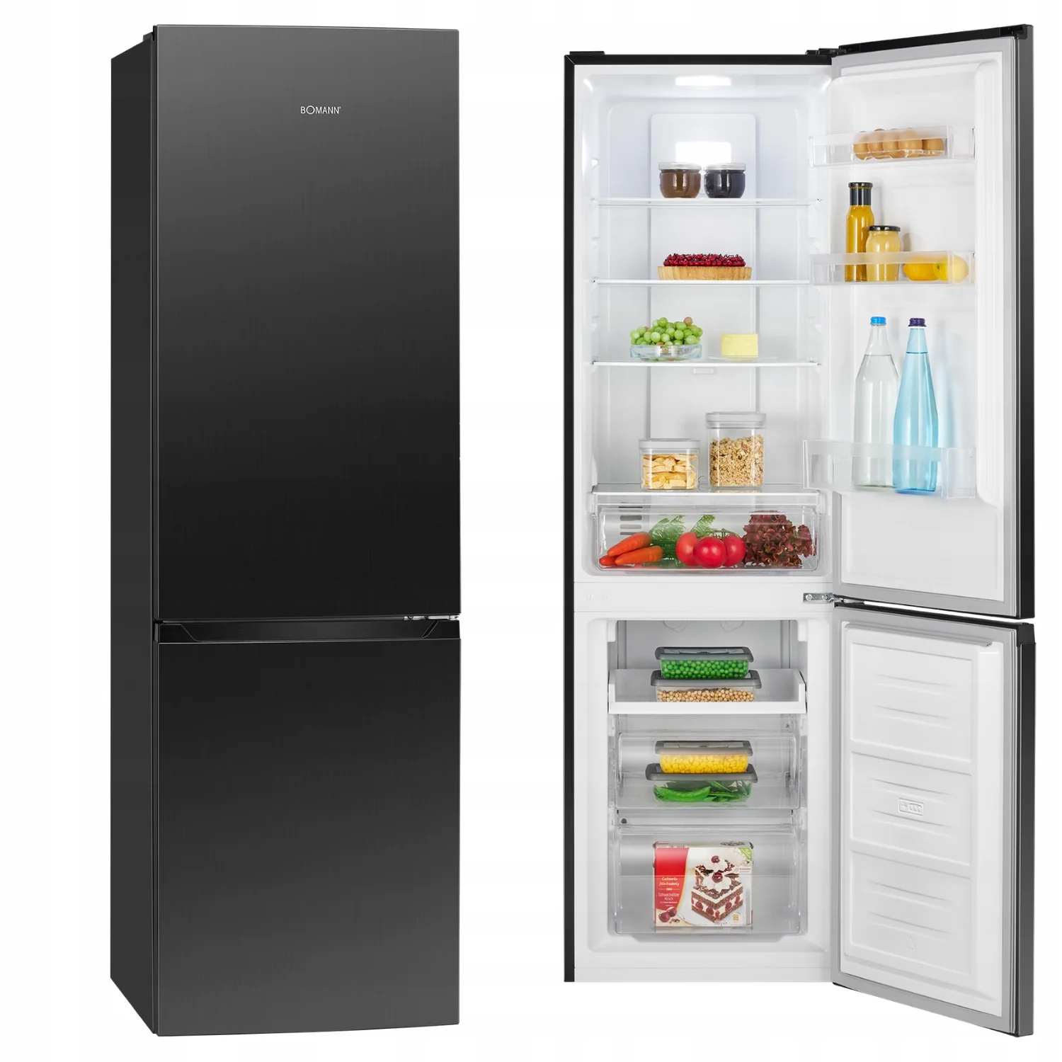 Lodówko-zamrażarka Bomann KG 7370 No Frost 253 l ciemny inox klasa C