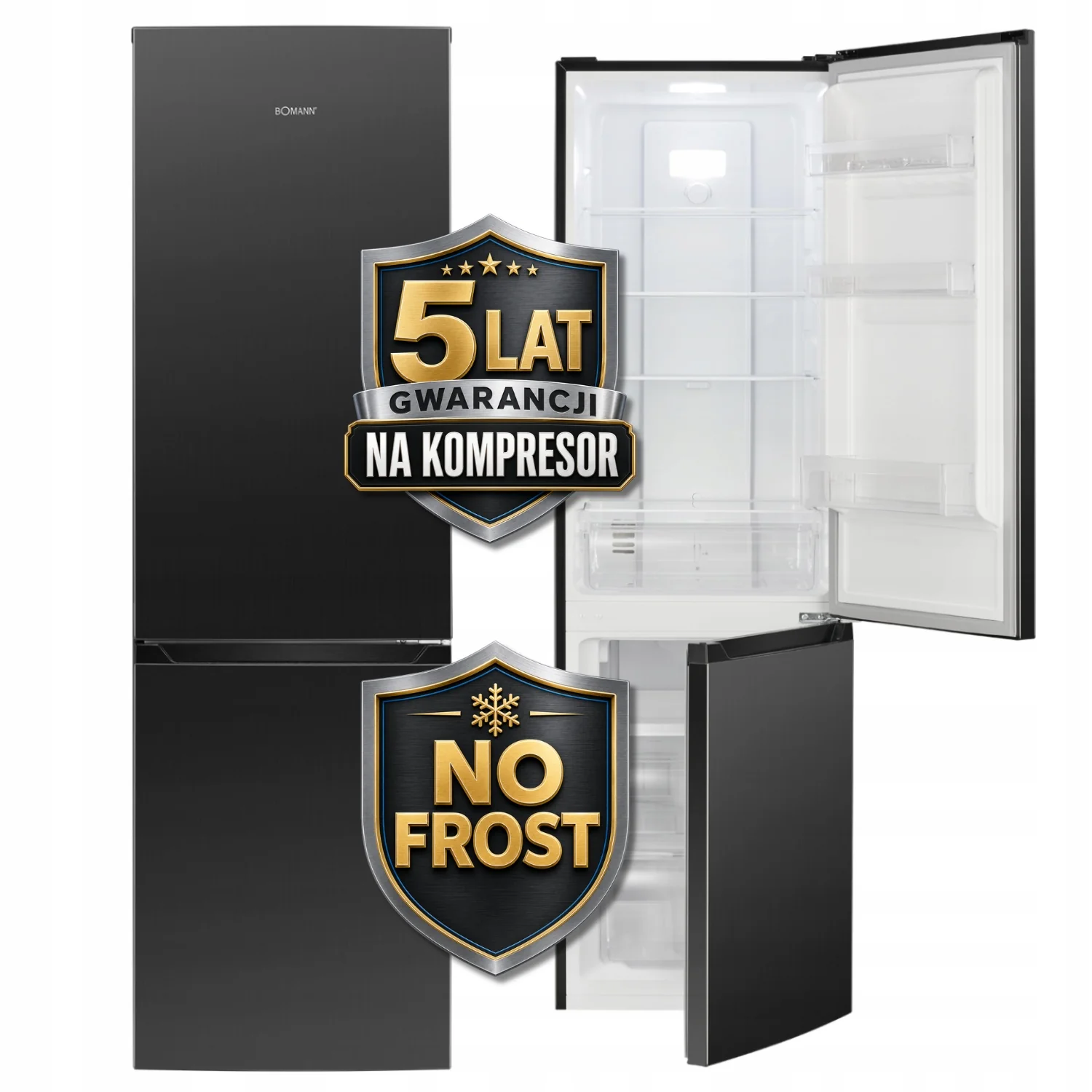 Lodówko-zamrażarka Bomann KG 7370 No Frost 253 l ciemny inox klasa C