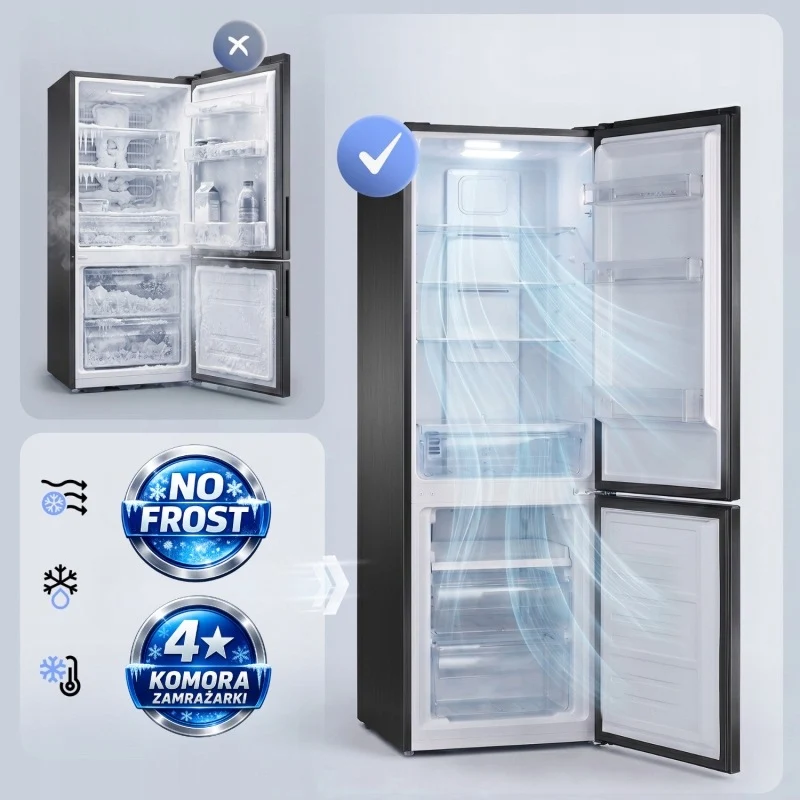 Lodówko-zamrażarka Bomann KG 7370 No Frost 253 l ciemny inox klasa C