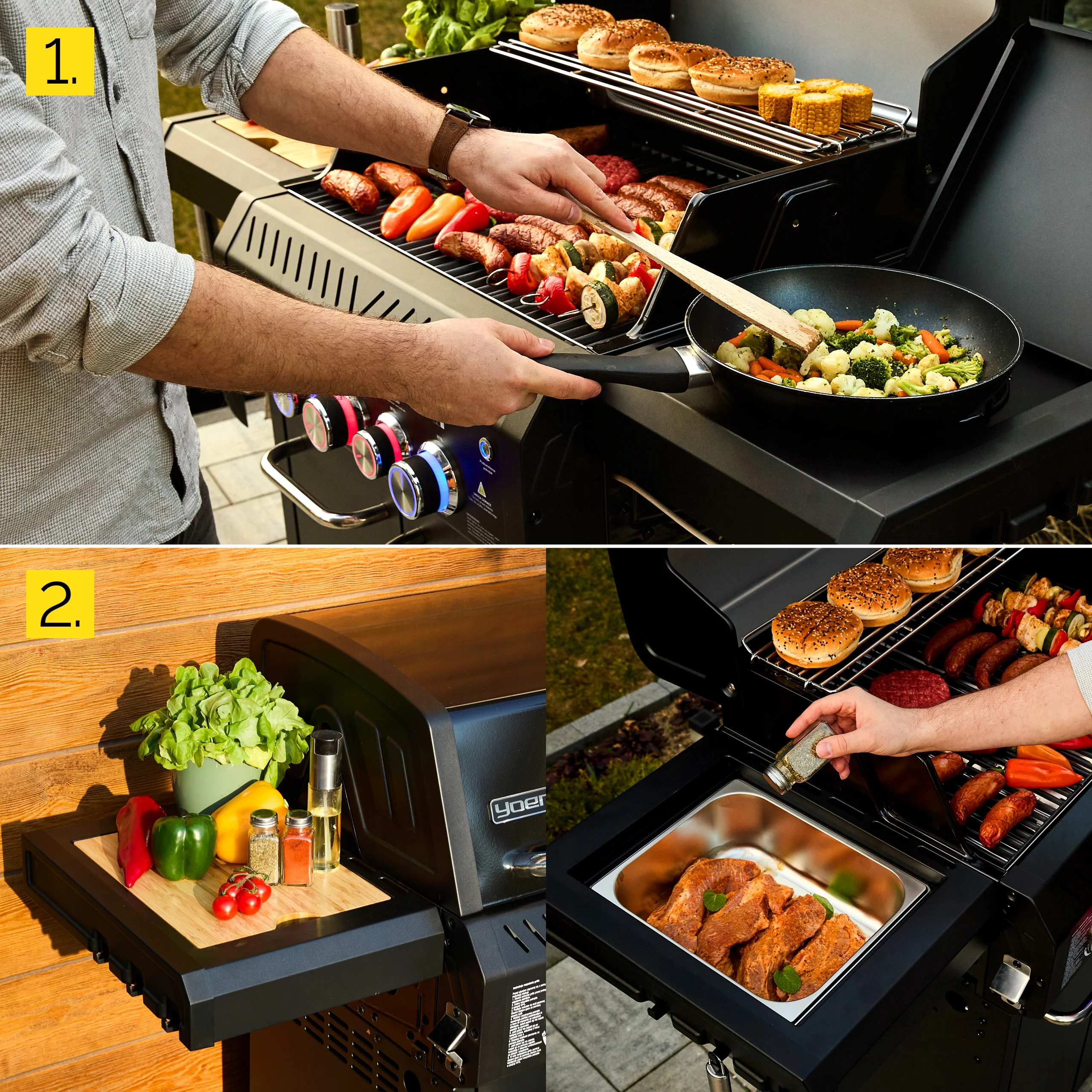 Grill gazowy Yoer 17,65 kW Ogrodowy ŻELIWNY nierdzewny 3+2 +szafka na butlę