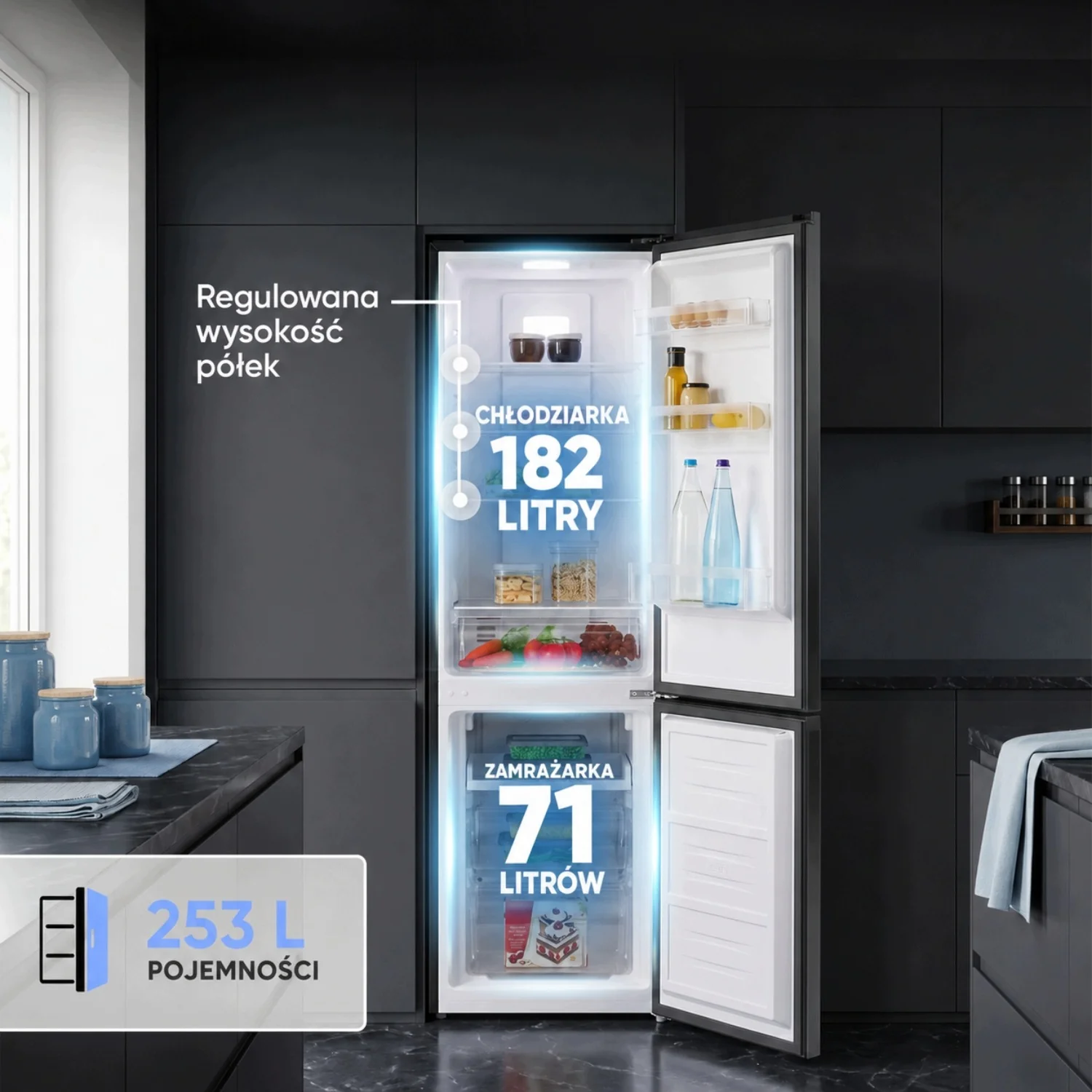 Lodówko-zamrażarka Bomann KG 7370 No Frost 253 l ciemny inox klasa C
