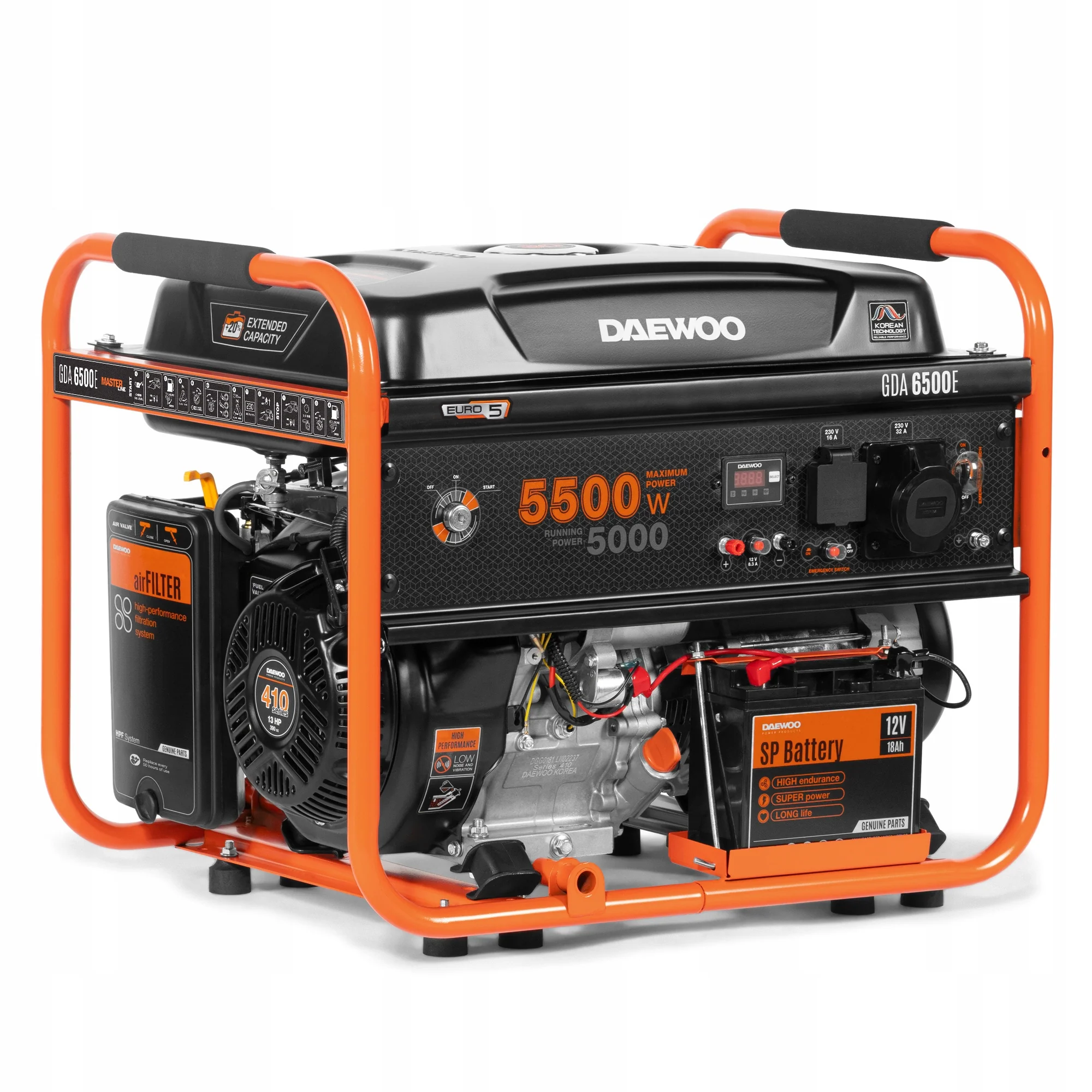 Agregat prądotwórczy Generator DAEWOO GDA 6500E 5.5kW 13KM 230V E-start AVR