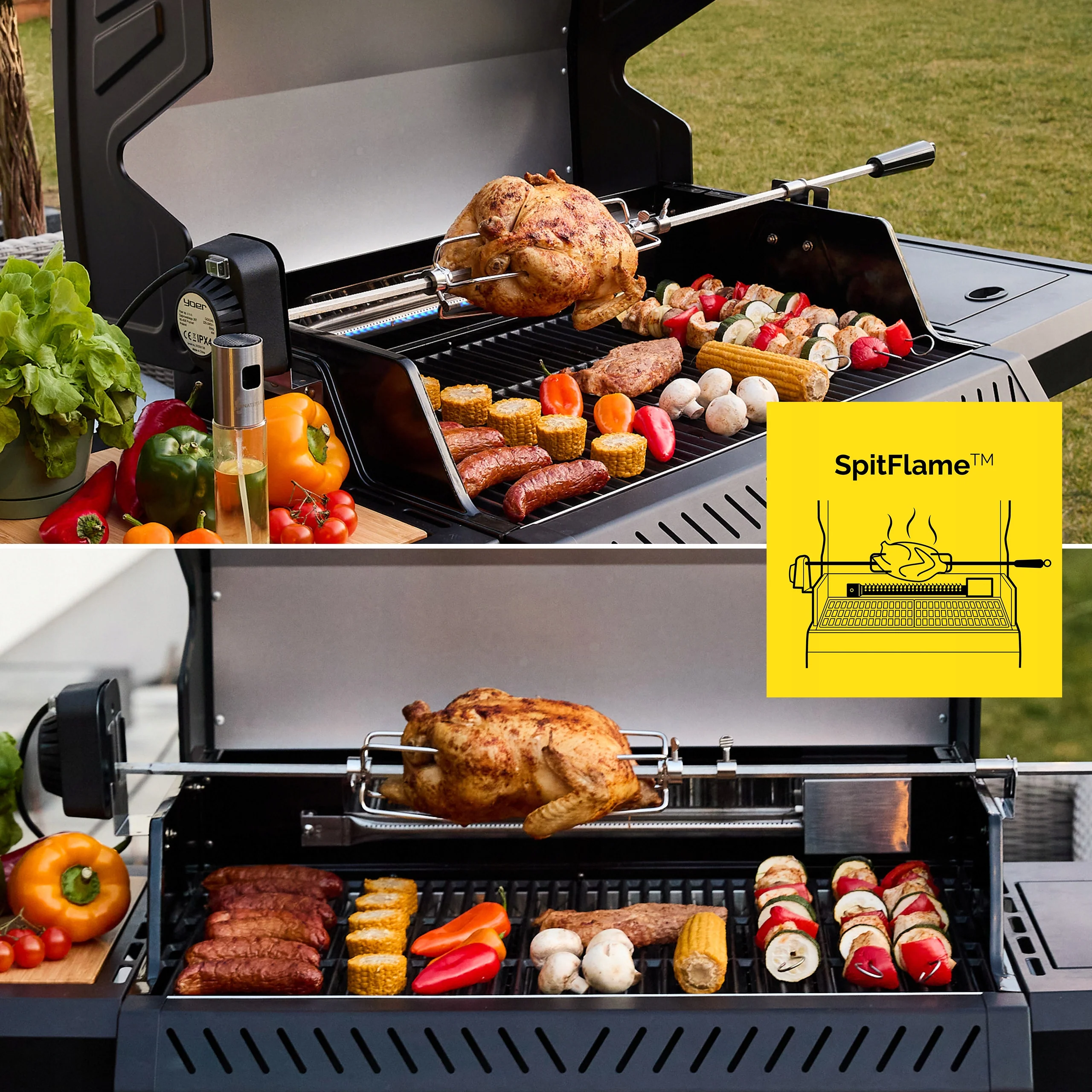 Grill gazowy Yoer 17,65 kW Ogrodowy ŻELIWNY nierdzewny 3+2 +szafka na butlę