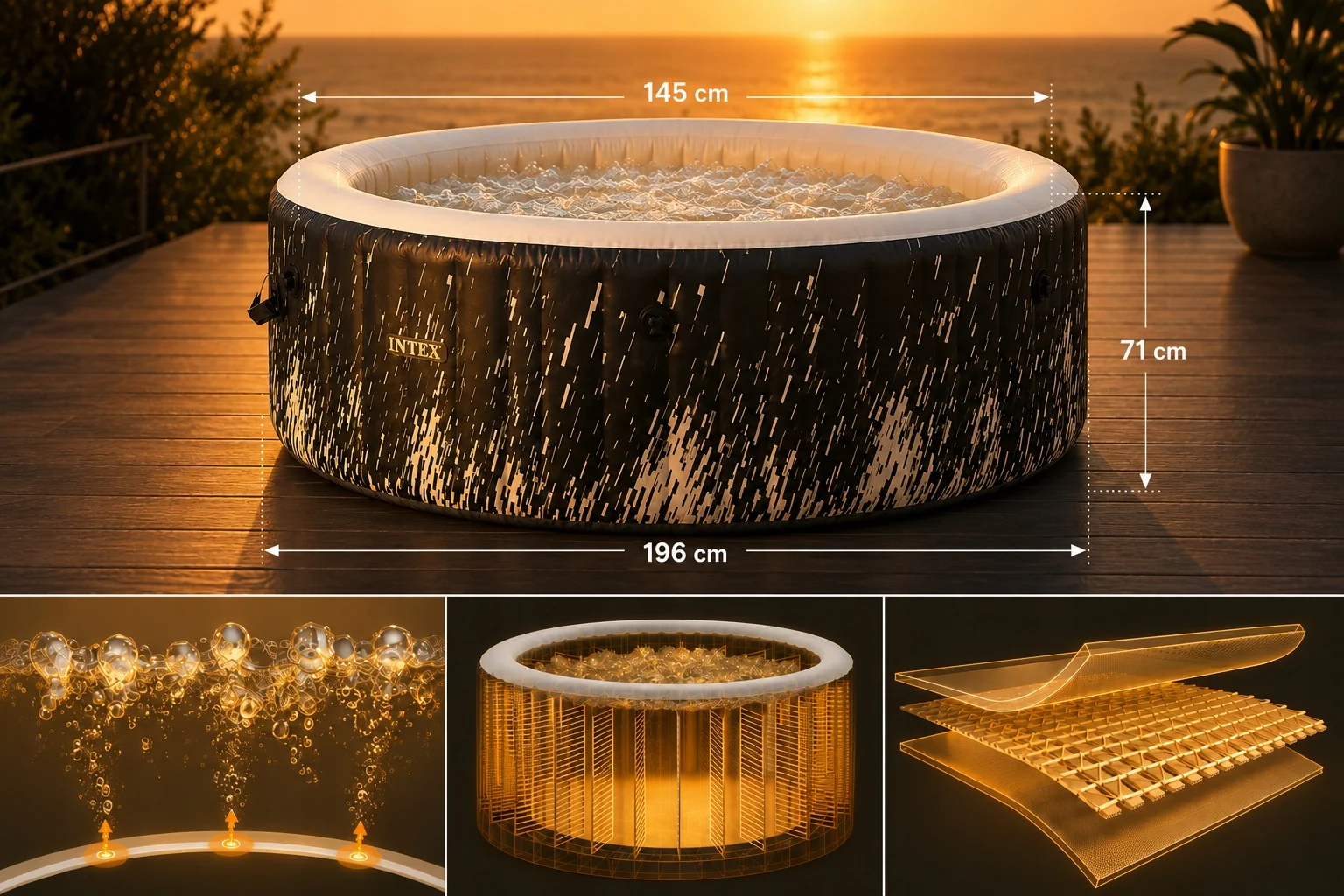 Dmuchane SPA ogrodowe Intex 28494NP Glow Deluxe 4 os. Wi-Fi LED 140 dysz — widok produktu