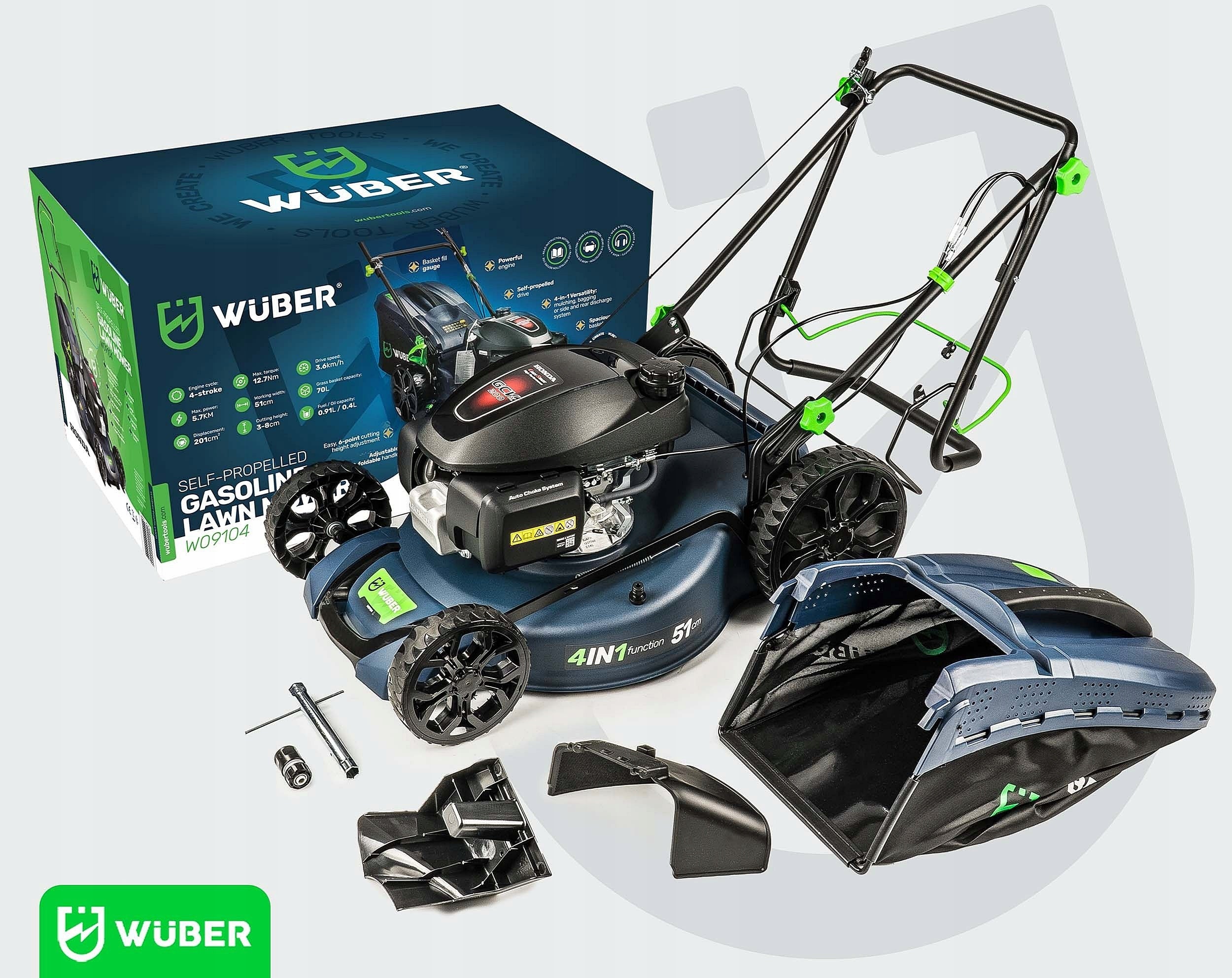 Wuber W09104 — kosiarka spalinowa z napędem Honda, 51 cm, kosz 70 l — widok 2