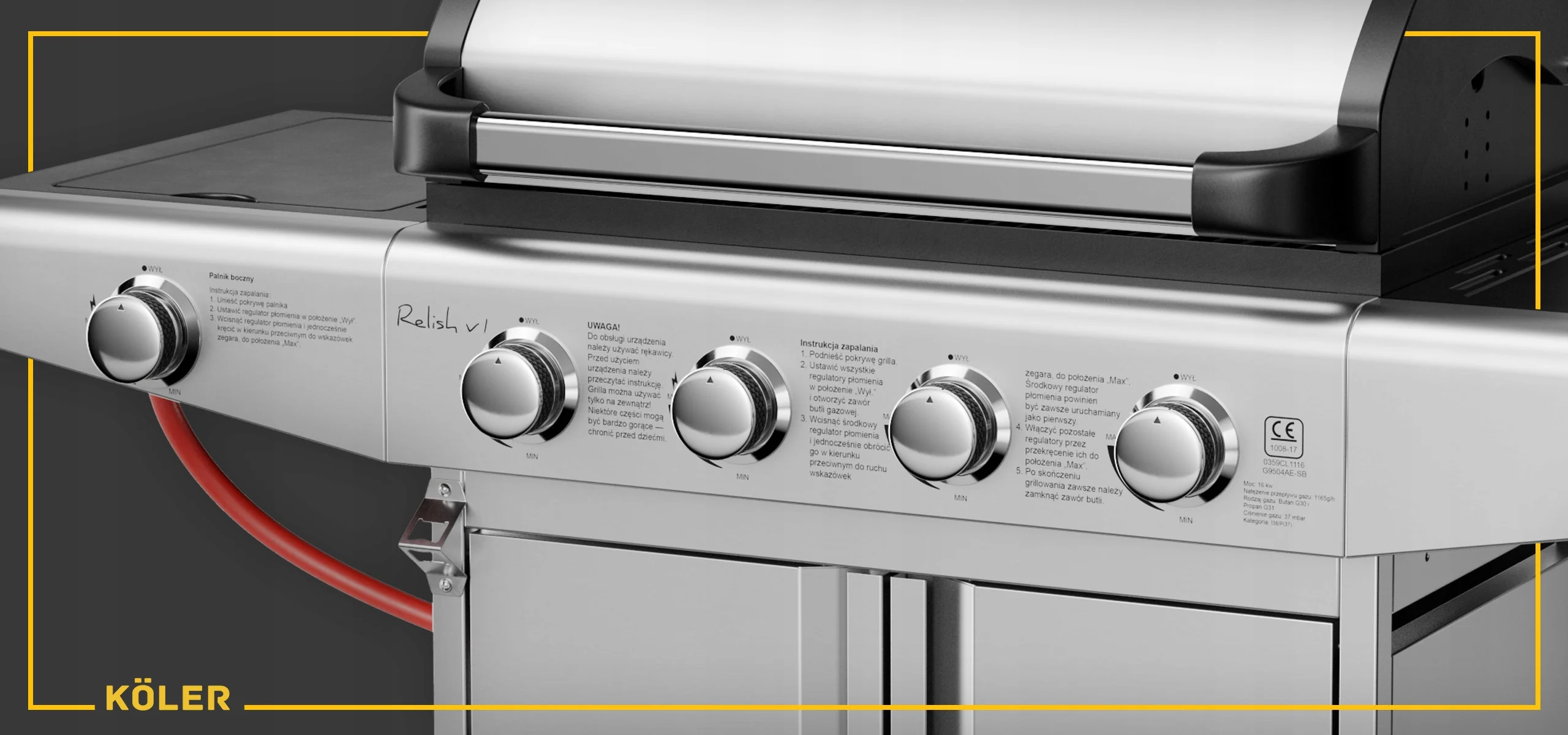 GRILL GAZOWY OGRODOWY ŻELIWNY RUSZT NIERDZEWNY 16kW Relish V1 4+1 AKCESORIA