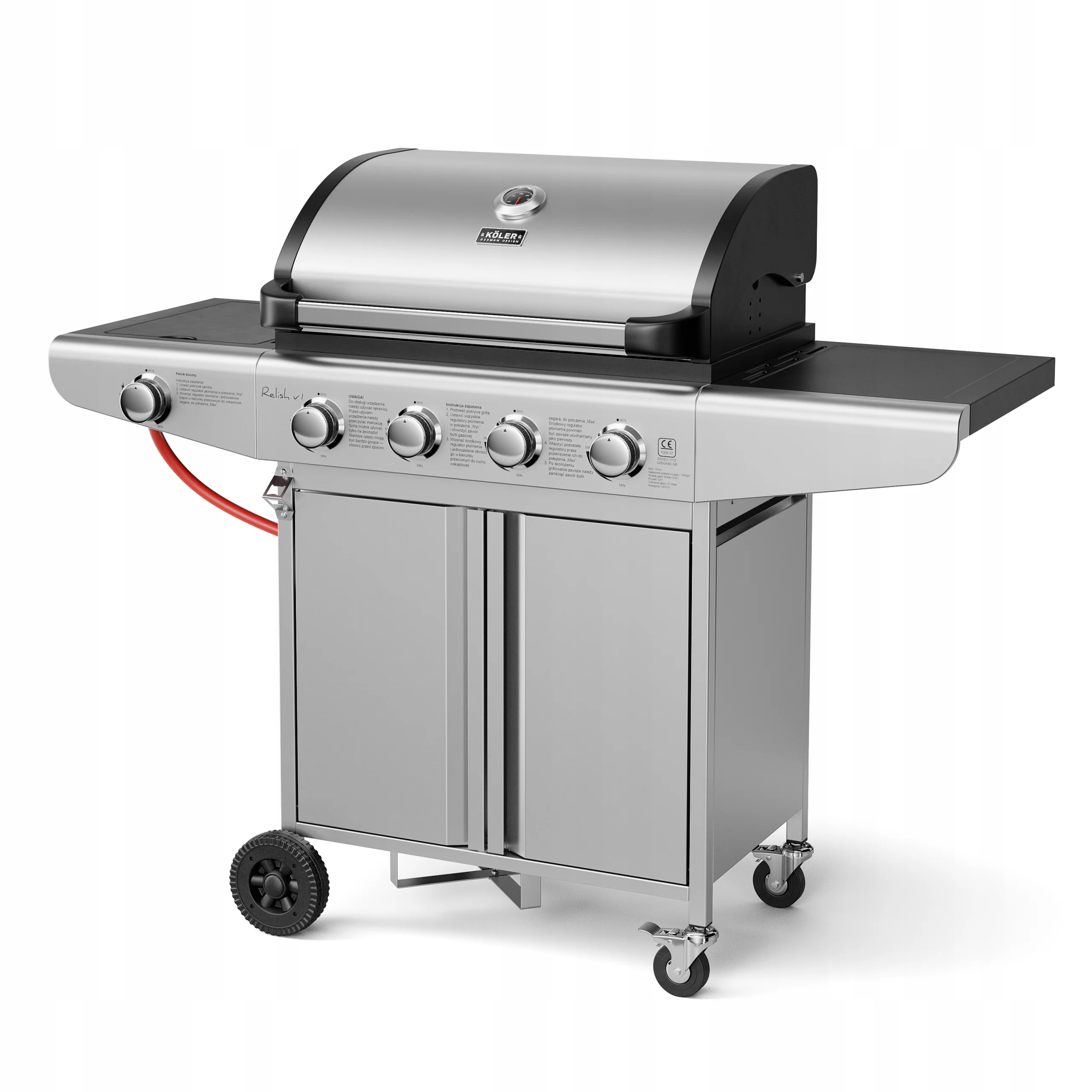 GRILL GAZOWY OGRODOWY ŻELIWNY RUSZT NIERDZEWNY 16kW Relish V1 4+1 AKCESORIA
