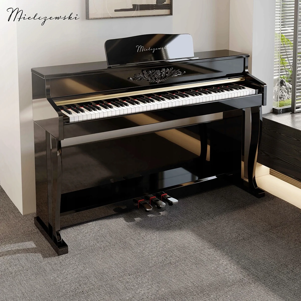 Pianino cyfrowe ważone mechanizm młoteczkowy RHAPSODY czarne Mielczewski